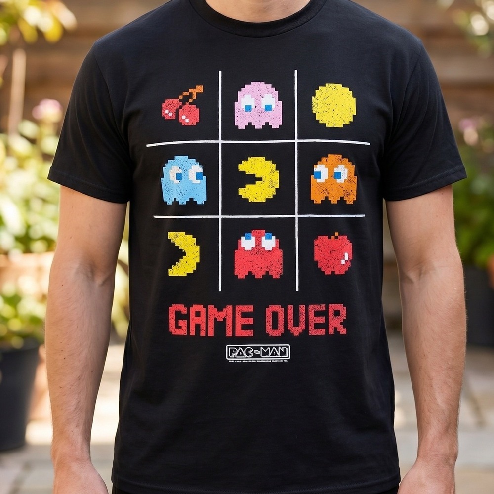Brisco Brands Pac-Man Game Over Retro Arcade Graphic T-Shirt Mens‎ Black S